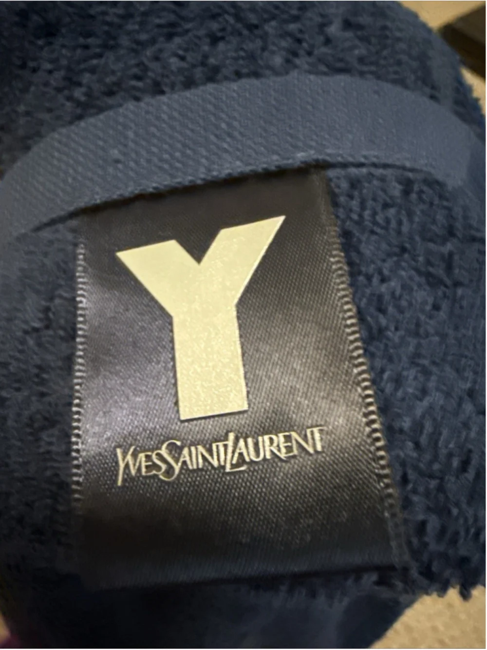 Yves Saint Laurent YSL Y Logo Large Bath Beach Towel Navy Blue